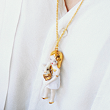 gold Alice: porcelain doll necklace  .. Alice or: sautoir poupées en porcelaine