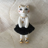 Porcelain cat doll necklace- Kate ballerina ..  Sautoir chat en porcelaine - Kate danseuse
