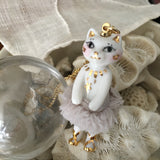 Porcelain cat doll necklace- Kate ballerina ..  Sautoir chat en porcelaine - Kate danseuse