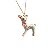 Pink Bambi- porcelain necklace .. Bambi Rose- collier en porcelaine