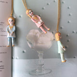 Lilly porcelain doll necklace - pastel colors .. Lilly sautoir poupée en porcelaine