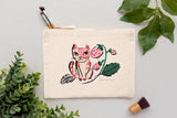Pink cat pouch .. Pochette chat rose