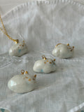 Porcelain cat cloud necklace ..  collier chat et nuage en porcelaine