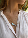 Tiny porcelaine bird necklace .. collier petit oiseau en porcelaine