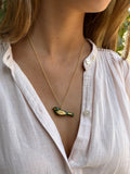 Tiny porcelaine bird necklace .. collier petit oiseau en porcelaine