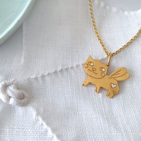 My Little Cat - vermeil gold pendant .. Pendentif Mon Petit Chat en vermeil