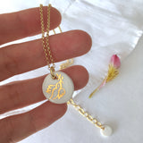 Gold Dove porcelain necklace .. Collier Colombe or en porcelaine