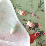 Miniature porcelaine strawberry necklace .. collier mini fraise en porcelaine