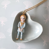 Lilly porcelain doll necklace - pastel colors .. Lilly sautoir poupée en porcelaine
