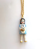mini Alice in Wonderland- porcelain doll necklace .. mini Alice - collier en porcelaine
