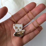 Porcelaine necklace Parisian Cat  .. collier en porcelaine Chat Parisien