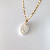 Tiny christian cross porcelain necklace .. Collier Petite croix or en porcelaine